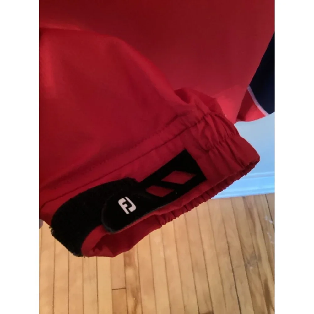 FOOTJOY MENS LARGE 1/4 ZIP JACKET WINDBREAKER RED NAVY